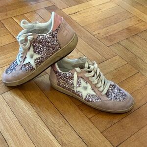 Golden Goose Pink Glitter Superstar Low-Top Sneakers